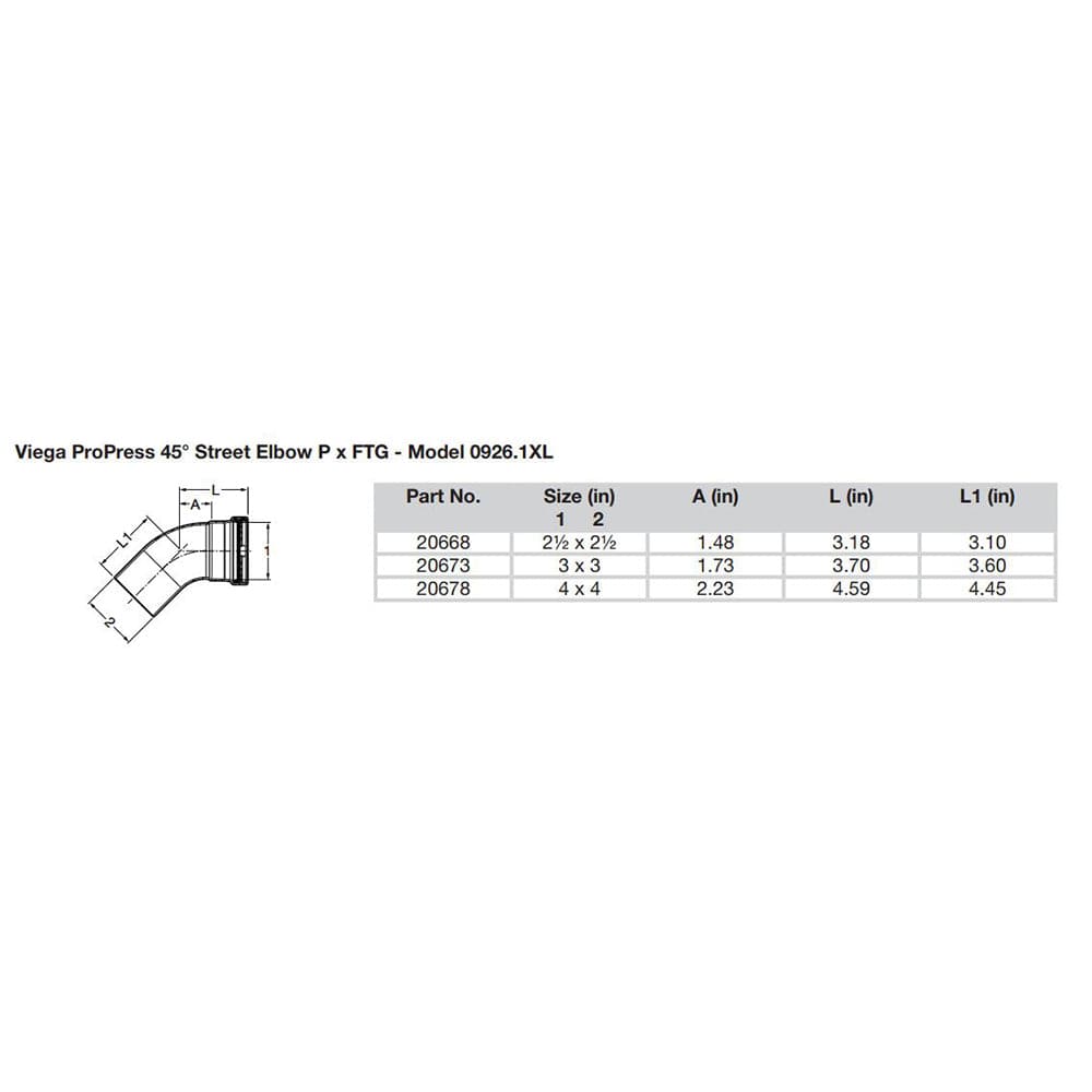 Viega ProPress - 2-1/2" - 45 Copper Elbow - Street/Press Connection - Smart Connect Technology [20668] - The Happy Skipper
