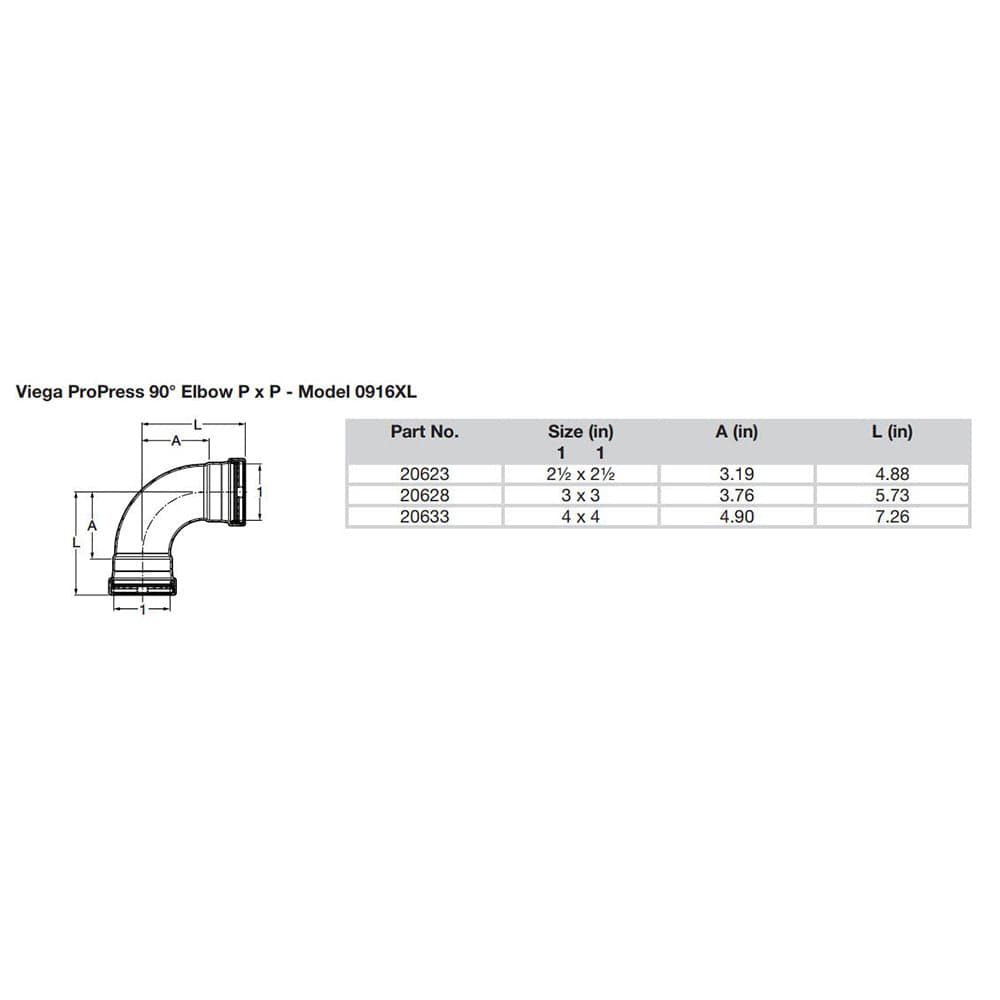 Viega ProPress 2-1/2" - 90 Copper Elbow - Double Press Connection - Smart Connect Technology [20623] - The Happy Skipper
