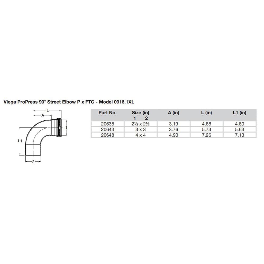 Viega ProPress 2-1/2" - 90 Copper Elbow - Street/Press Connection - Smart Connect Technology [20638] - The Happy Skipper