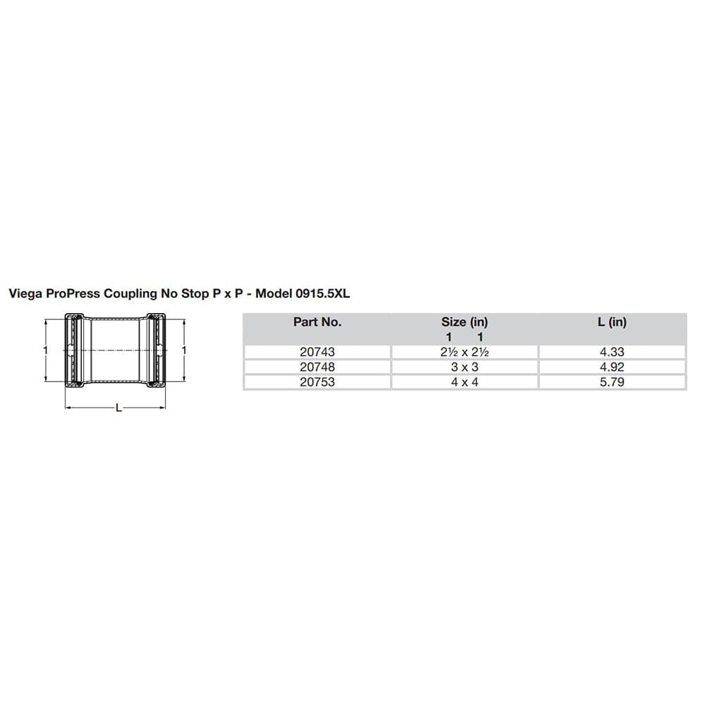Viega ProPress 2-1/2" Copper Coupling w/o Stop - Double Press Connection - Smart Connect Technology [20743] - The Happy Skipper