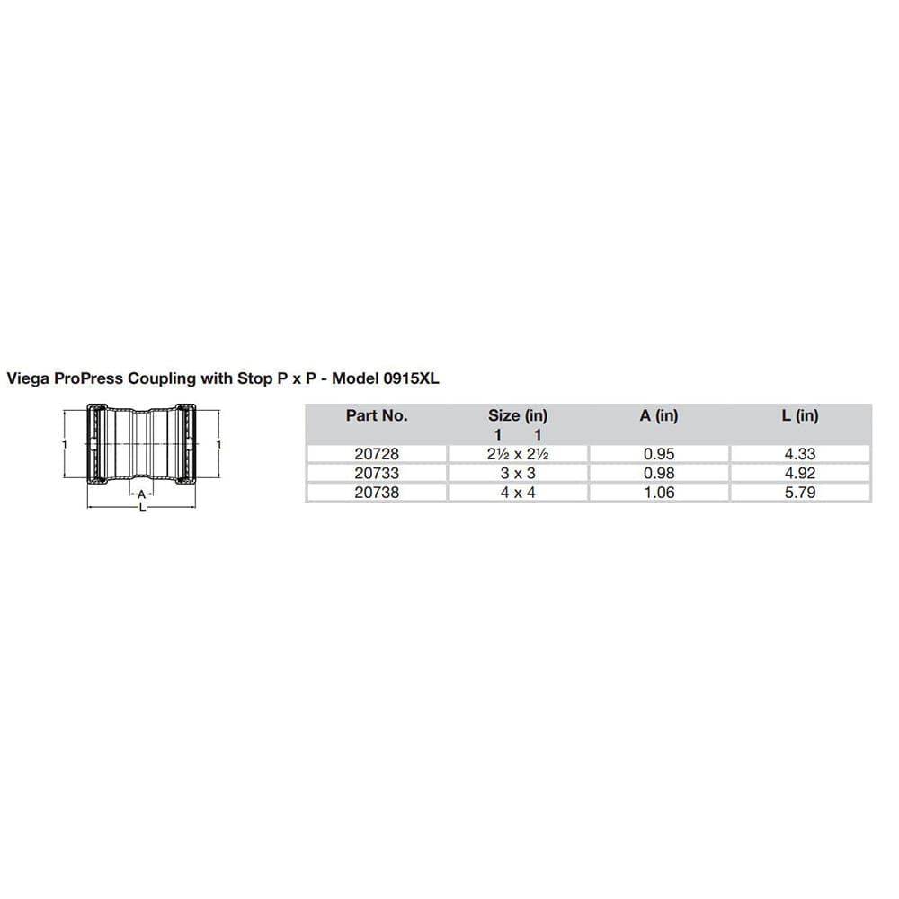 Viega ProPress 2-1/2" Copper Coupling w/Stop Double Press Connection - Smart Connect Technology [20728] - The Happy Skipper