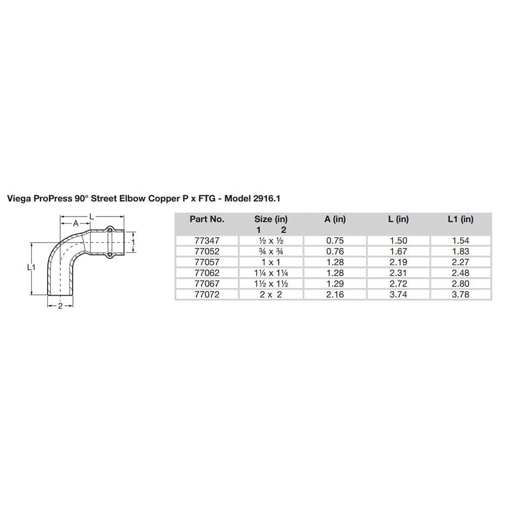 Viega ProPress 3/4" - 90 Copper Elbow - Street/Press Connection - Smart Connect Technology [77052] - The Happy Skipper