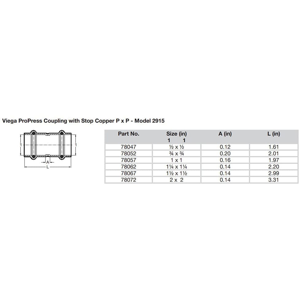 Viega ProPress 3/4" Copper Coupling w/Stop - Double Press Connection - Smart Connect Technology [78052] - The Happy Skipper