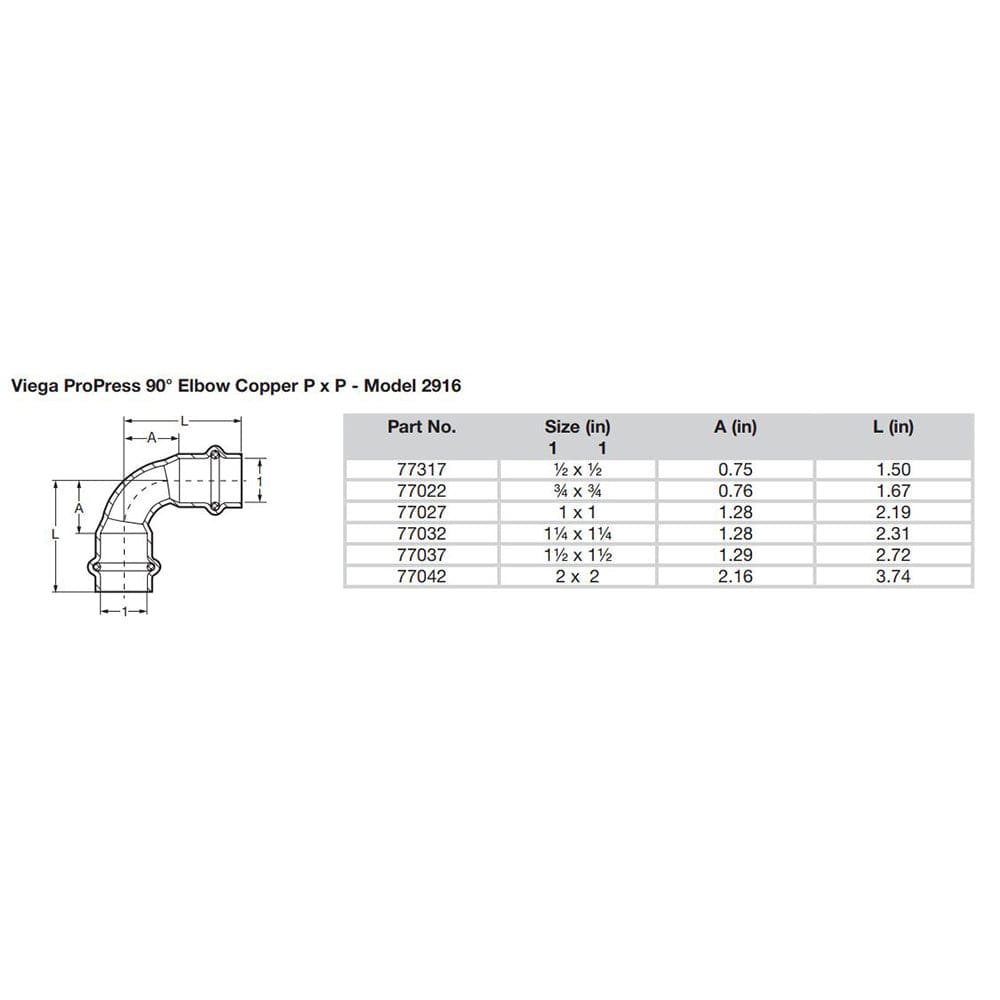 Viego ProPress 3/4" - 90 Copper Elbow - Double Press Connection - Smart Connect Technology [77022] - The Happy Skipper