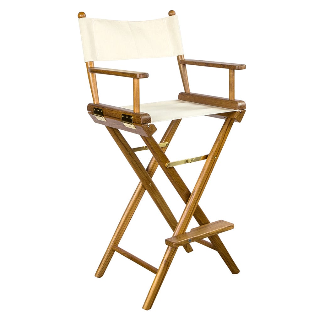 Whitecap Captains Chair w/Natural Seat Covers - Teak [60048] - The Happy Skipper