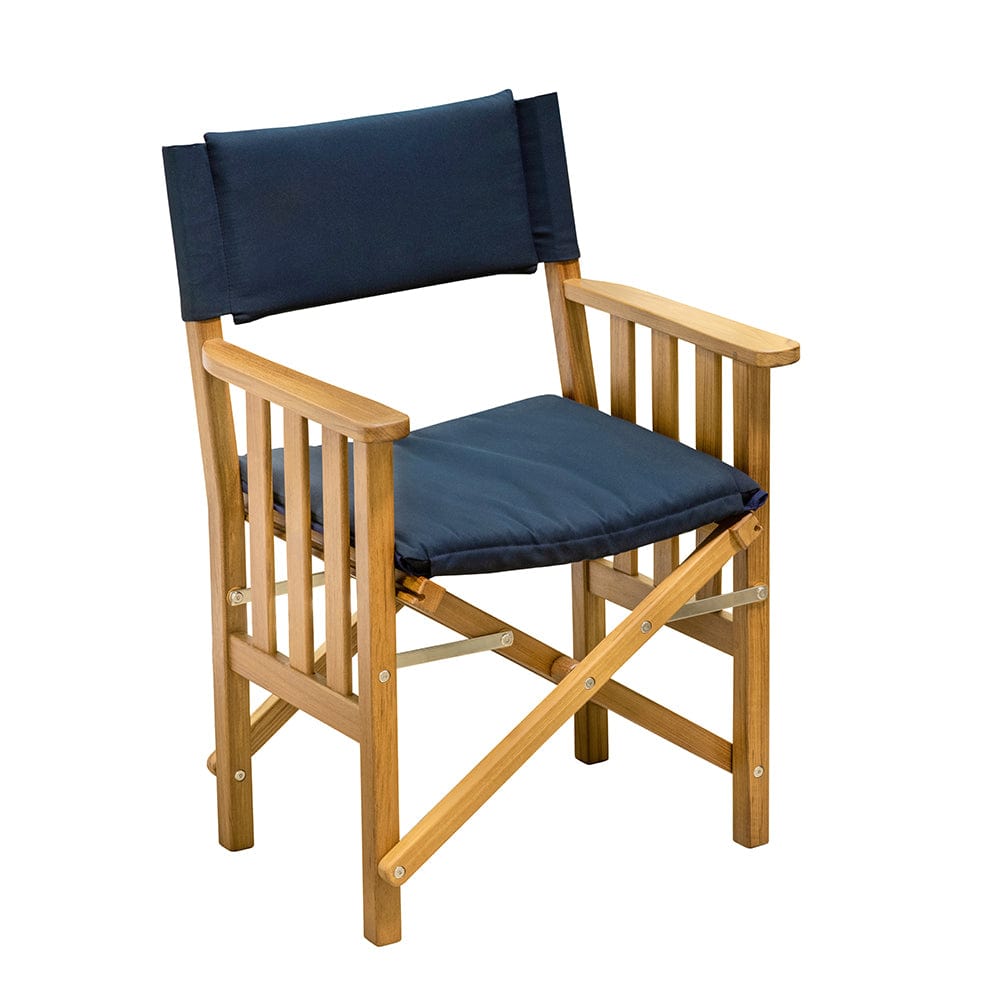 Whitecap Directors Chair II w/Navy Cushion - Teak [61052] - The Happy Skipper