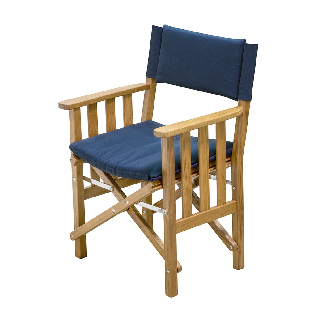 Whitecap Directors Chair II w/Navy Cushion - Teak [61052] - The Happy Skipper