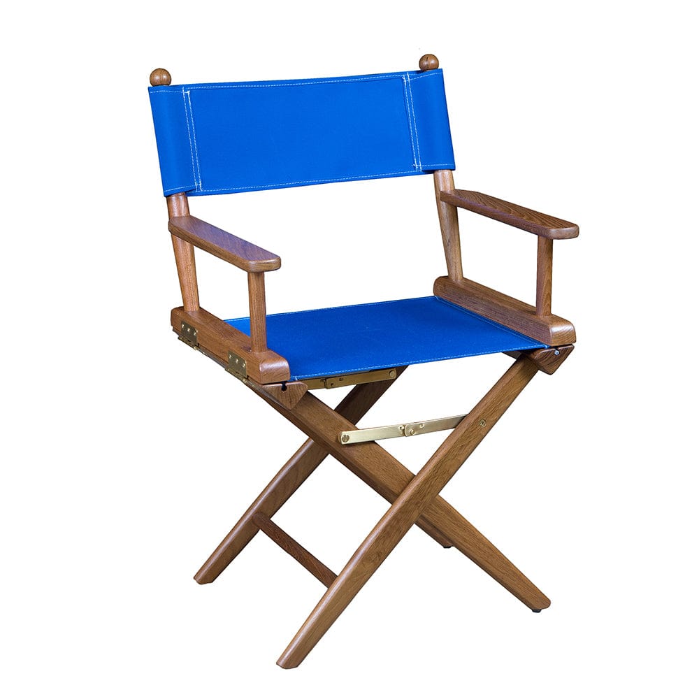 Whitecap Directors Chair w/Blue Seat Covers - Teak [60041] - The Happy Skipper
