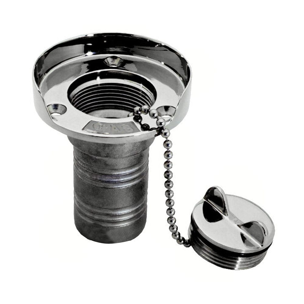 Whitecap Gas Hose Deck Fill w/Splash Guard - 1-1/2" Chain [6001] - The Happy Skipper