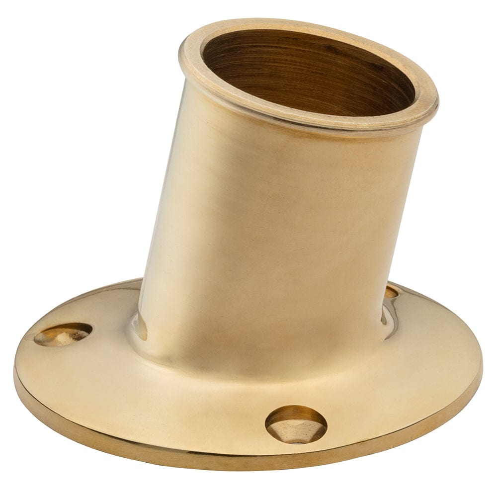 Whitecap Top-Mounted Flag Pole Socket - Polished Brass - 1-1/4" ID [S-5003B] - The Happy Skipper