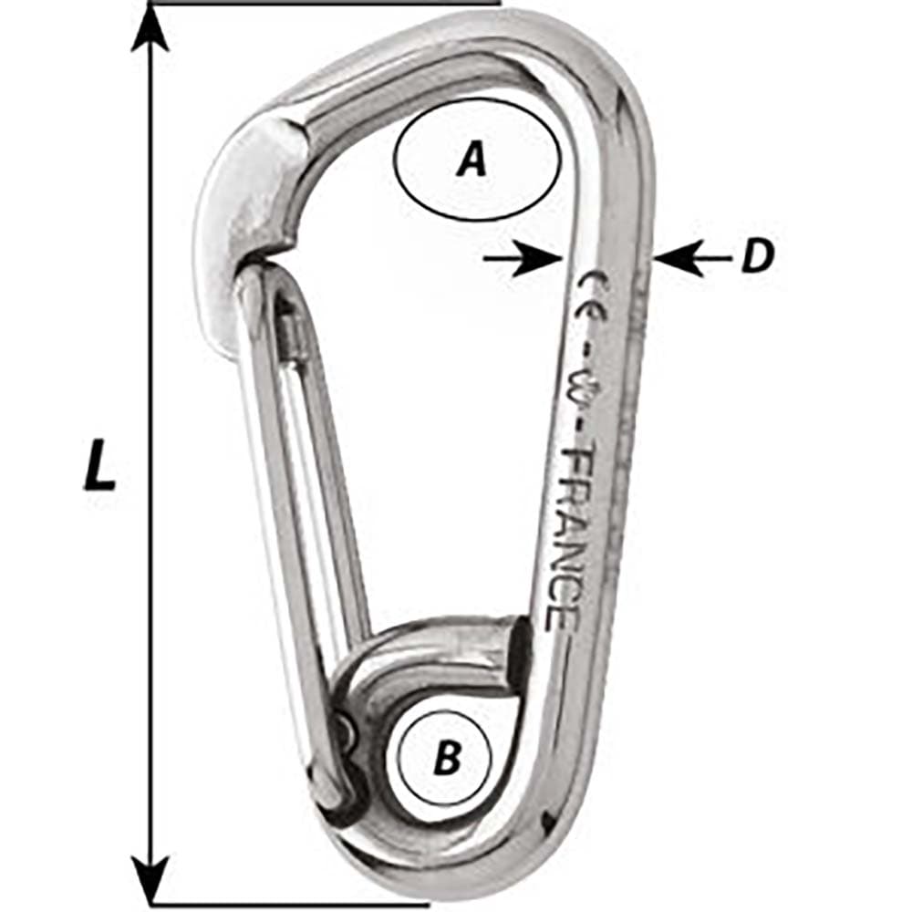 Wichard Asymmetric Carbine Hook - Length 100mm - 13/32" [02326] - The Happy Skipper