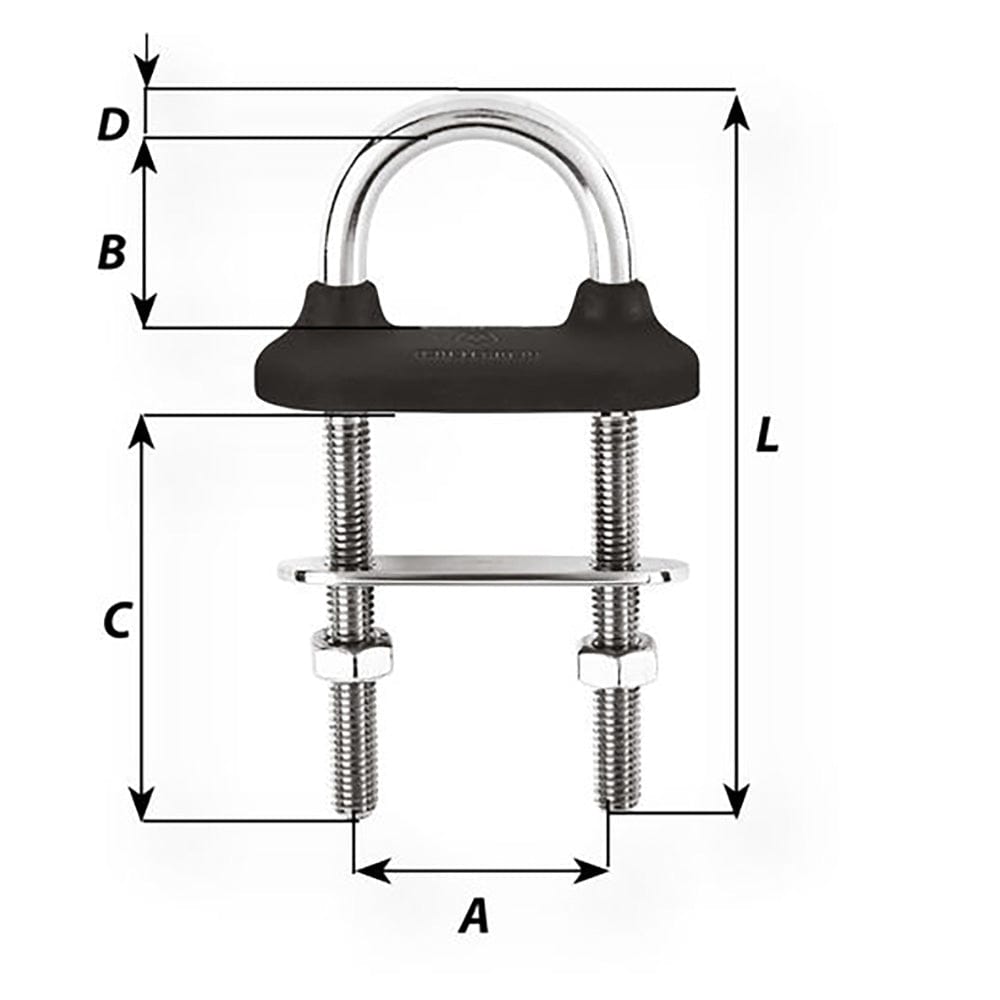 Wichard Black Watertight U-Bolt - 10mm Diameter - 25/64" - 110mm Length - 4-21/64" [65451] - The Happy Skipper