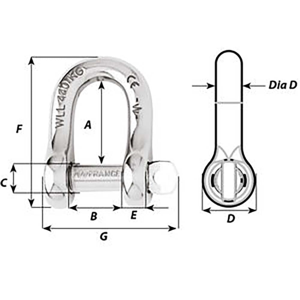 Wichard Captive Pin D Shackle - Diameter 10mm - 13/32" [01405] - The Happy Skipper