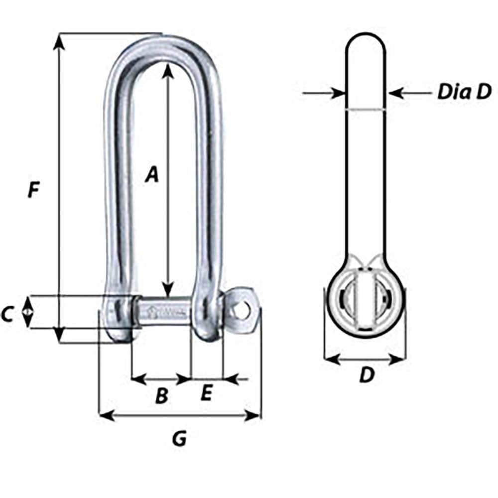 Wichard Captive Pin Long D Shackle - Diameter 6mm - 1/4" [01413] - The Happy Skipper