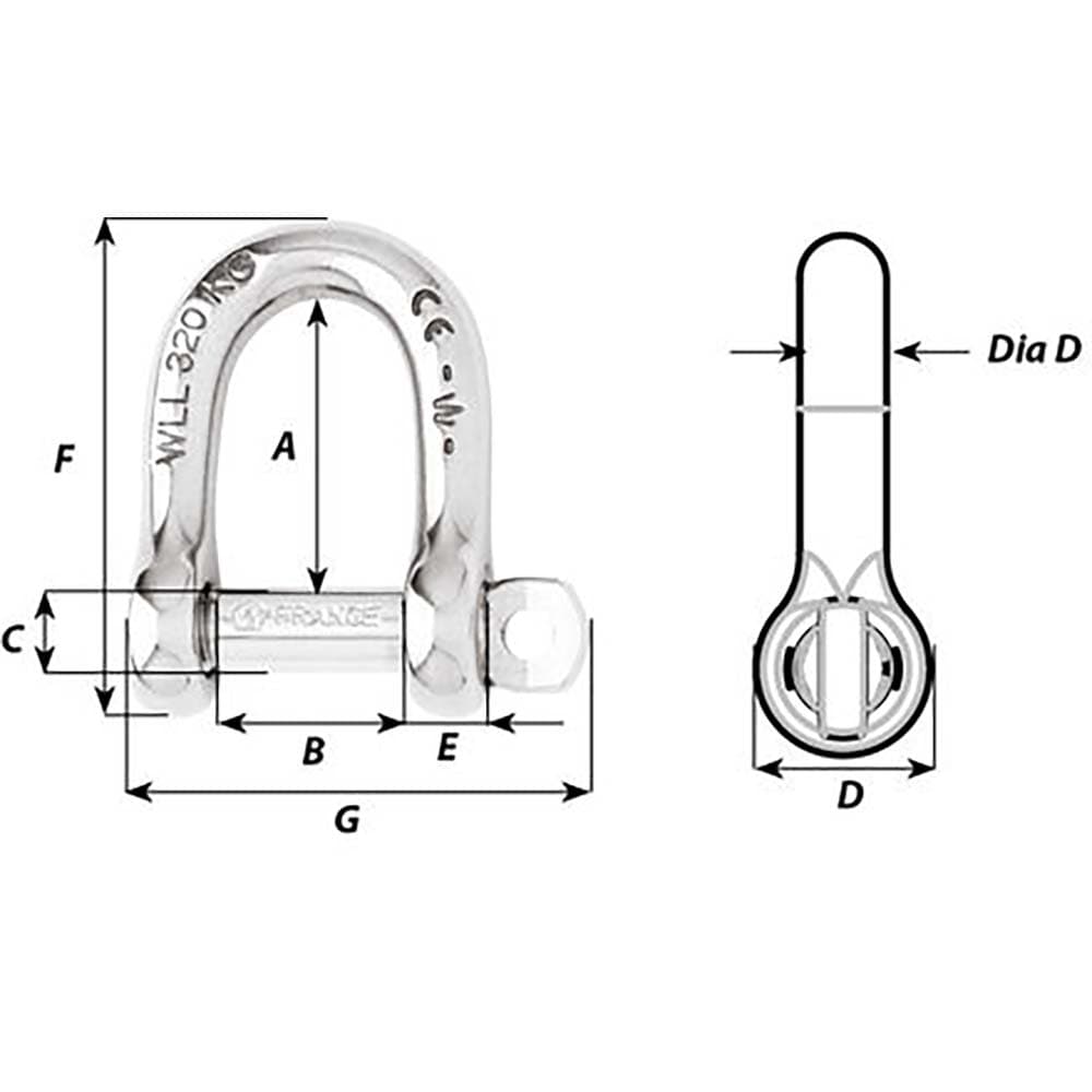 Wichard Self-Locking D Shackle - Diameter 10mm - 13/32" [01205] - The Happy Skipper