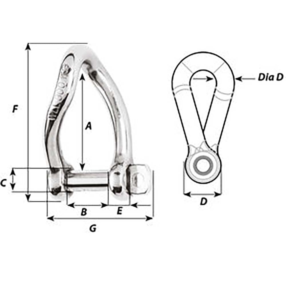 Wichard Self-Locking Twisted Shackle - Diameter 8mm - 5/16" [01224] - The Happy Skipper