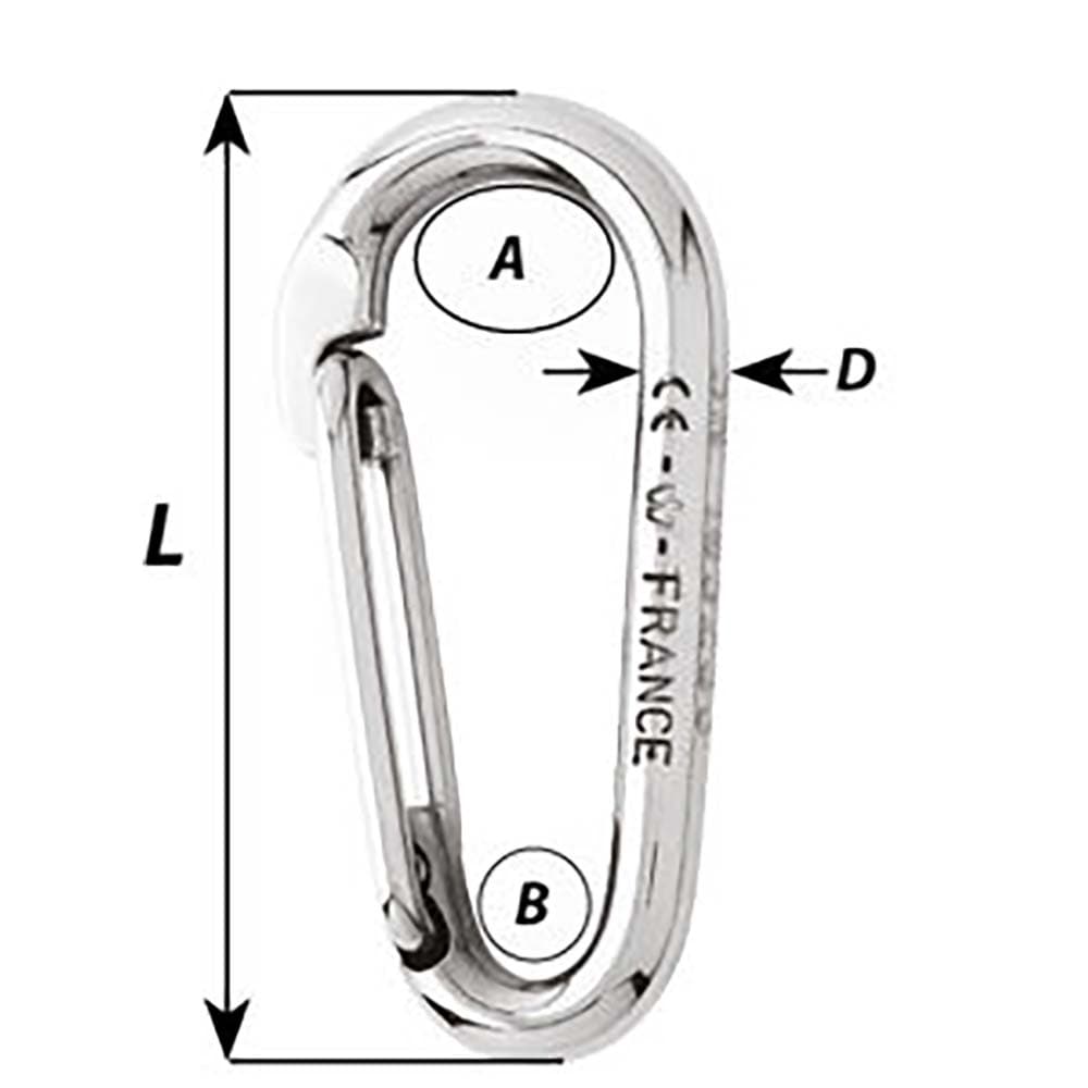 Wichard Symmetric Carbine Hook Without Eye - Length 100mm - 13/32" [02336] - The Happy Skipper