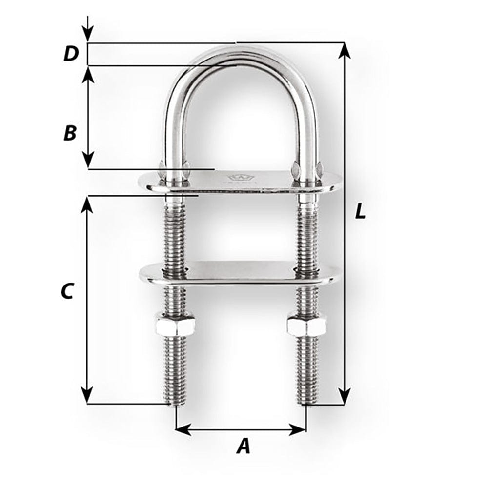 Wichard U-Bolt Pad Eye - 6mm Diameter - 15/64" - 90mm Length - 3-35/64" [06523] - The Happy Skipper