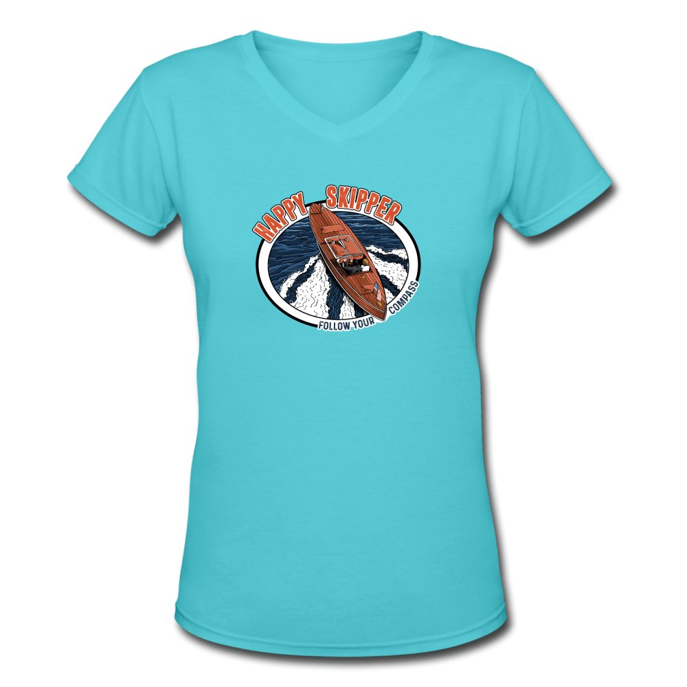 Women's Motor Launch V-Neck T-Shirt - The Happy Skipper