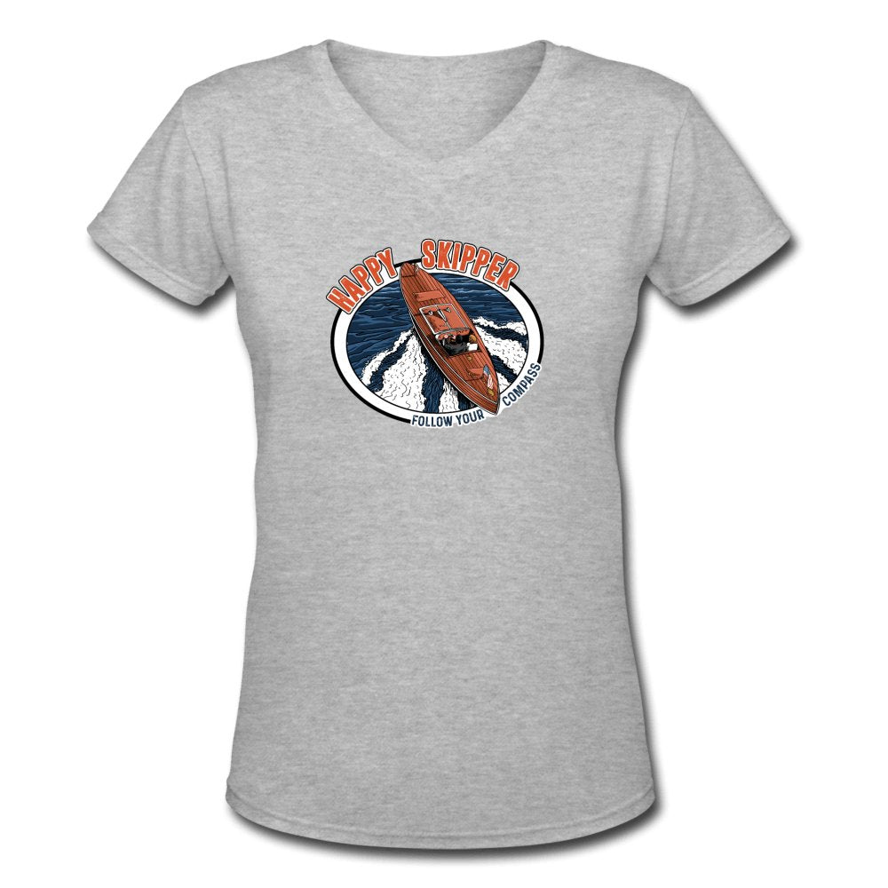 Women's Motor Launch V-Neck T-Shirt - The Happy Skipper