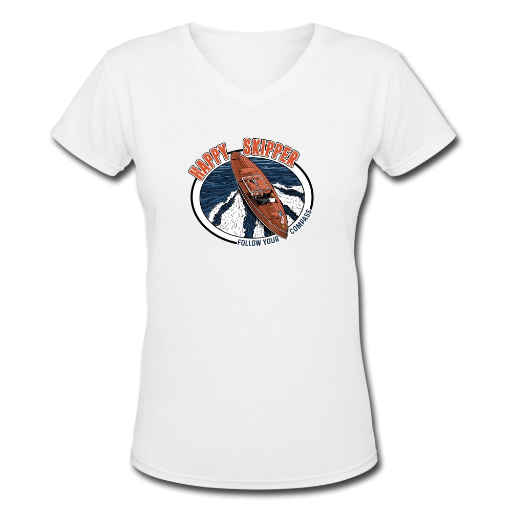 Women's Motor Launch V-Neck T-Shirt - The Happy Skipper