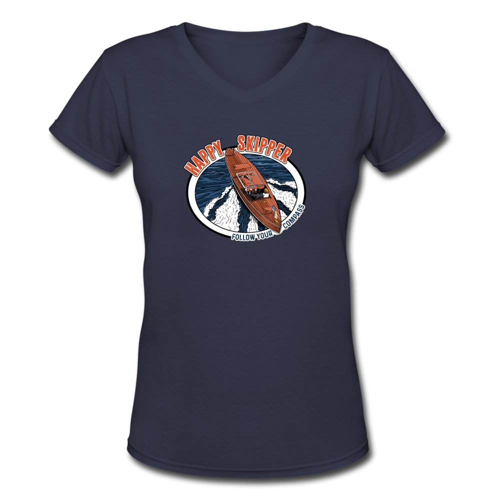 Women's Motor Launch V-Neck T-Shirt - The Happy Skipper